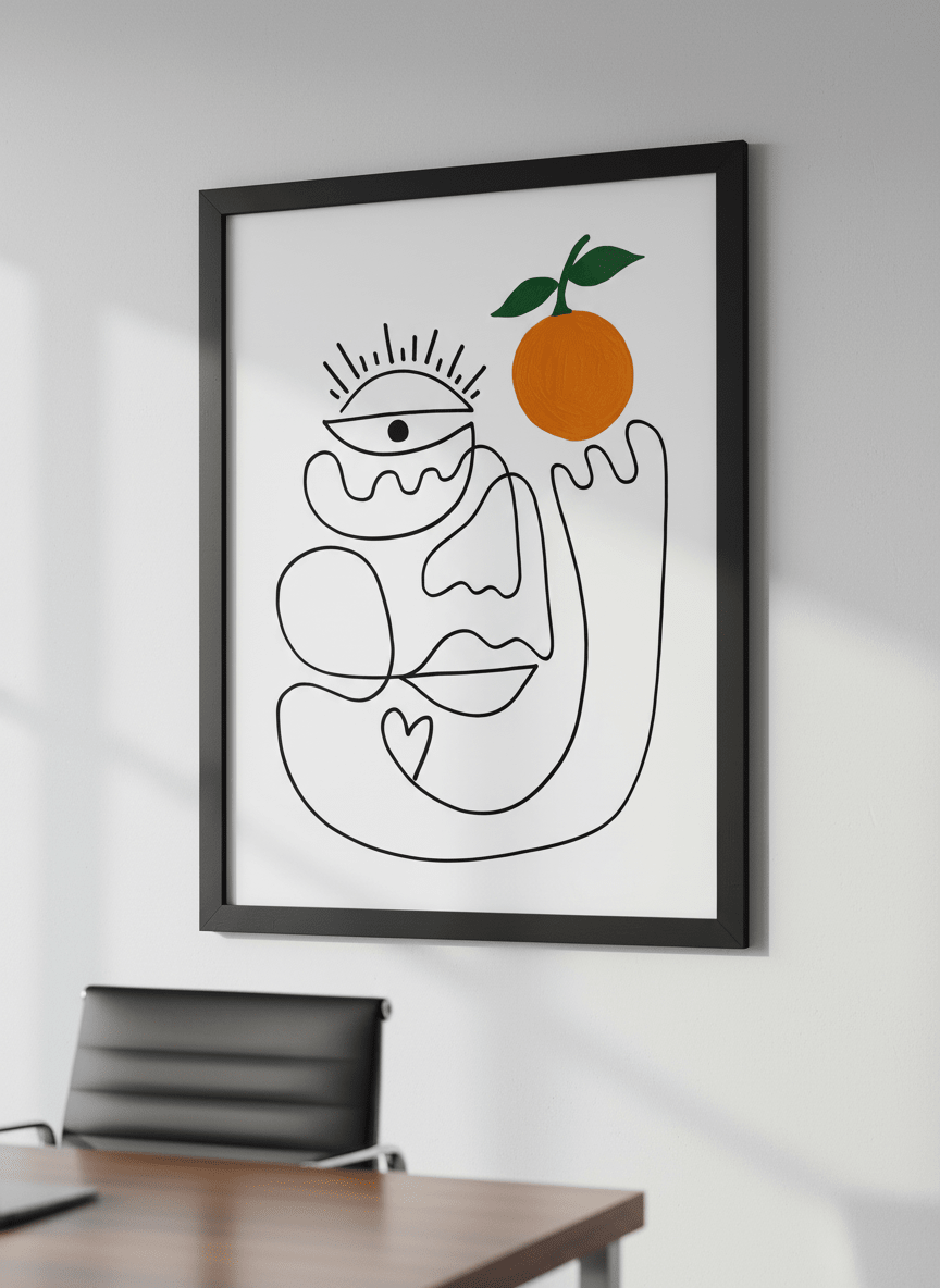 Contemporary wall art featured in a bright modern office workspace