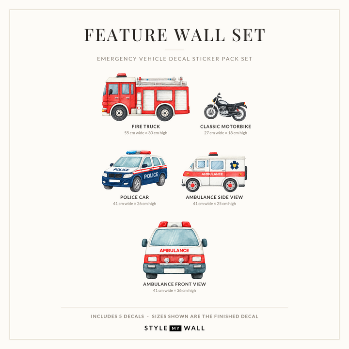 Emergency Vehicle Decal Sticker Pack Set
