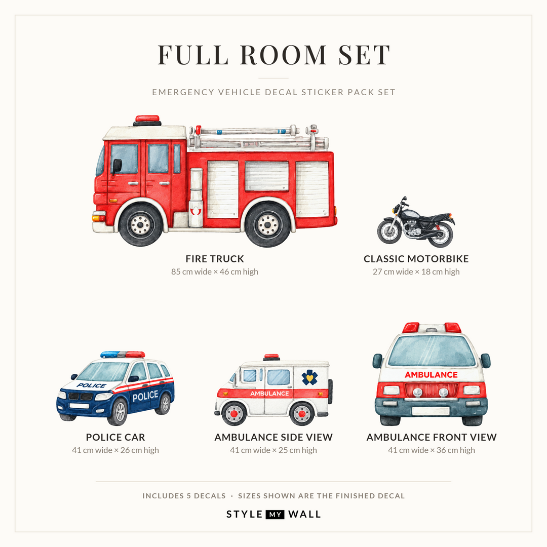 Emergency Vehicle Decal Sticker Pack Set