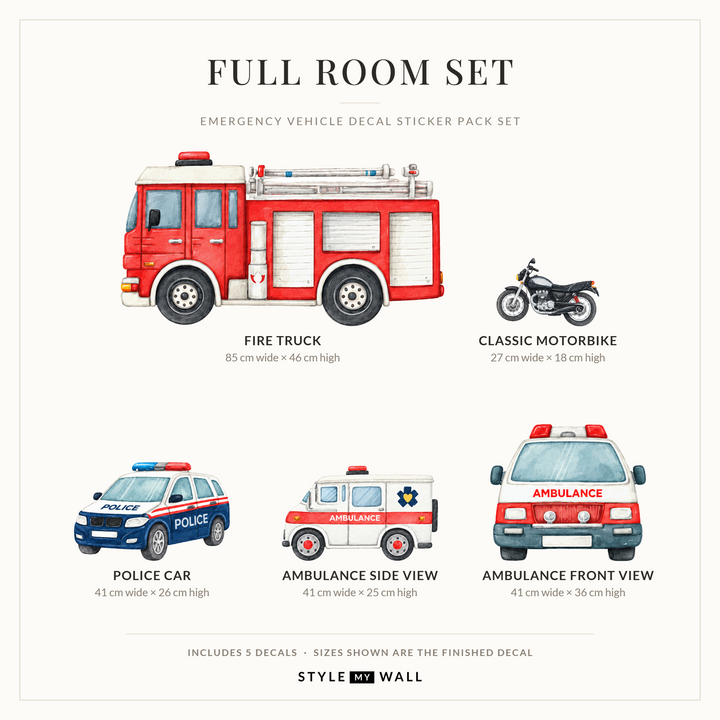 Emergency Vehicle Decal Sticker Pack Set