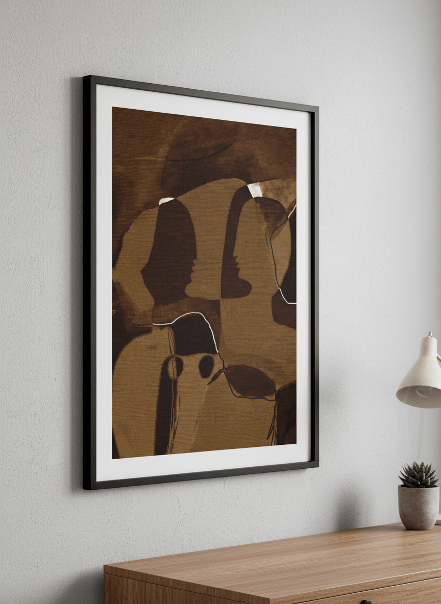Contemporary wall art featured in a bright modern office workspace