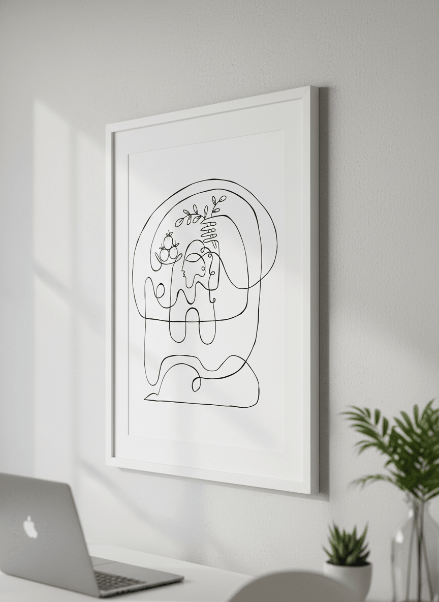 Contemporary wall art featured in a bright modern office workspace