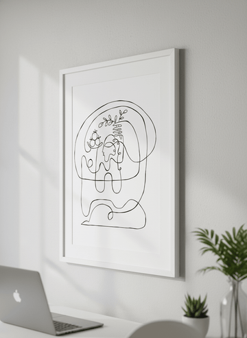 Contemporary wall art featured in a bright modern office workspace
