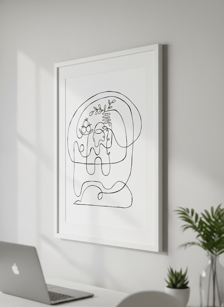 Contemporary wall art featured in a bright modern office workspace