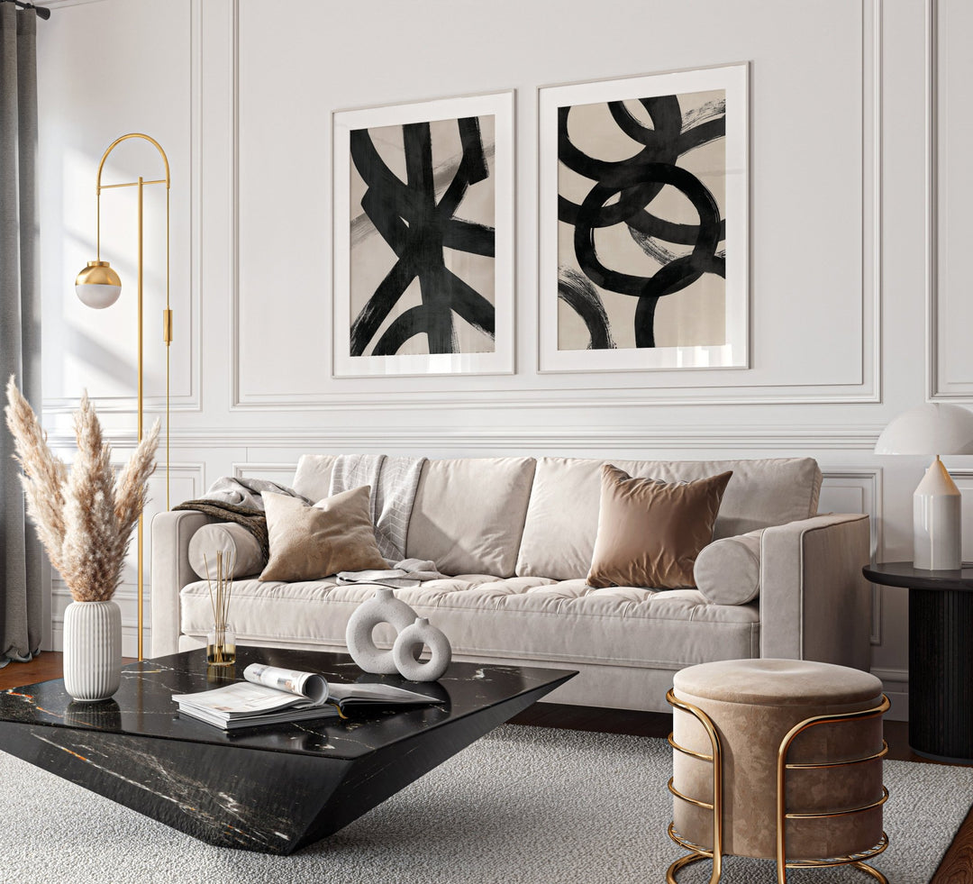 Enso Flow Set of 2 Abstract Prints wall - art - picture - poster
