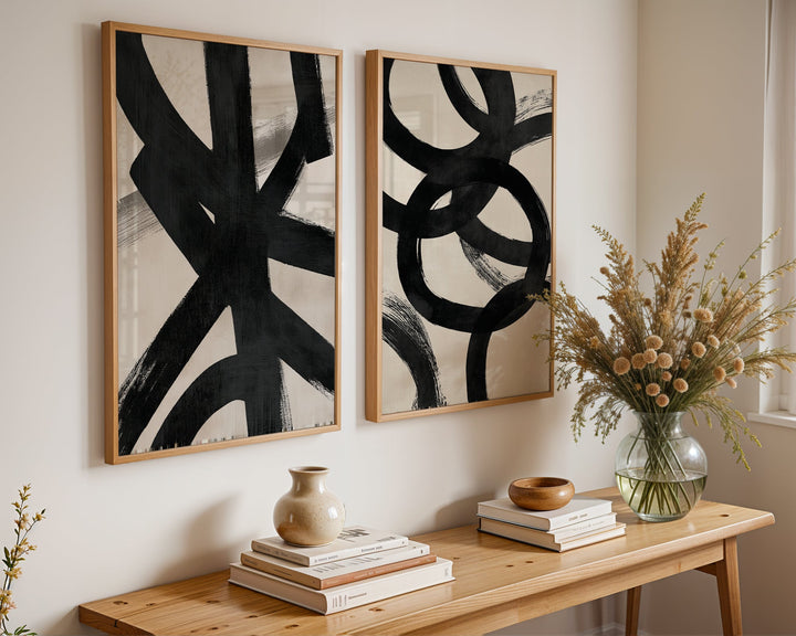 Enso Flow Set of 2 Abstract Prints wall - art - picture - poster