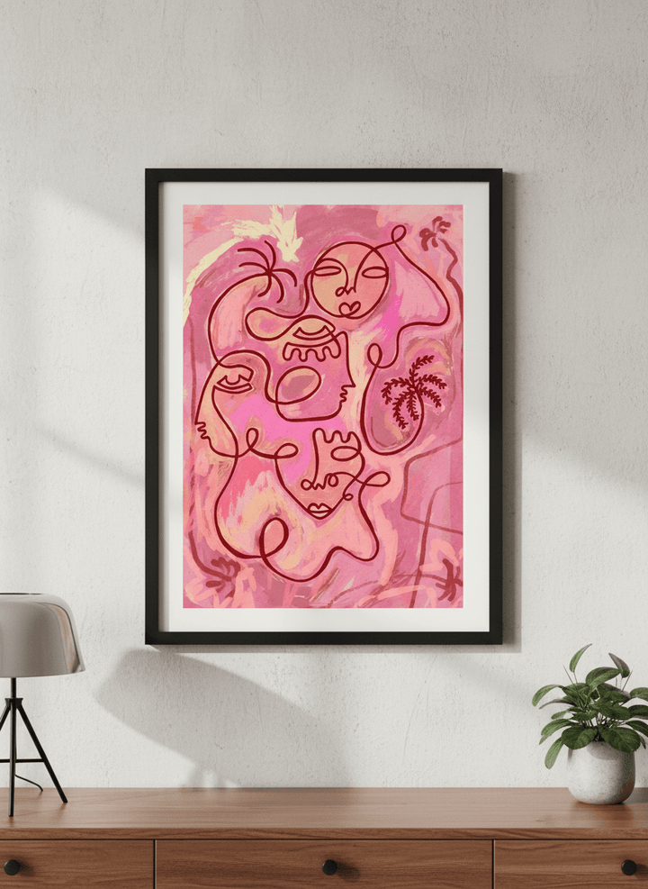 Contemporary wall art featured in a bright modern office workspace