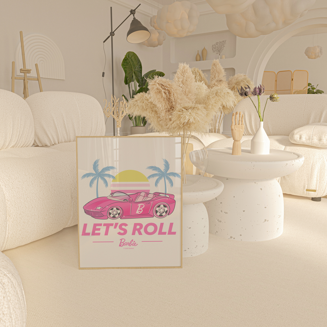 Barbie Lets Roll Vintage Retro Summer Print