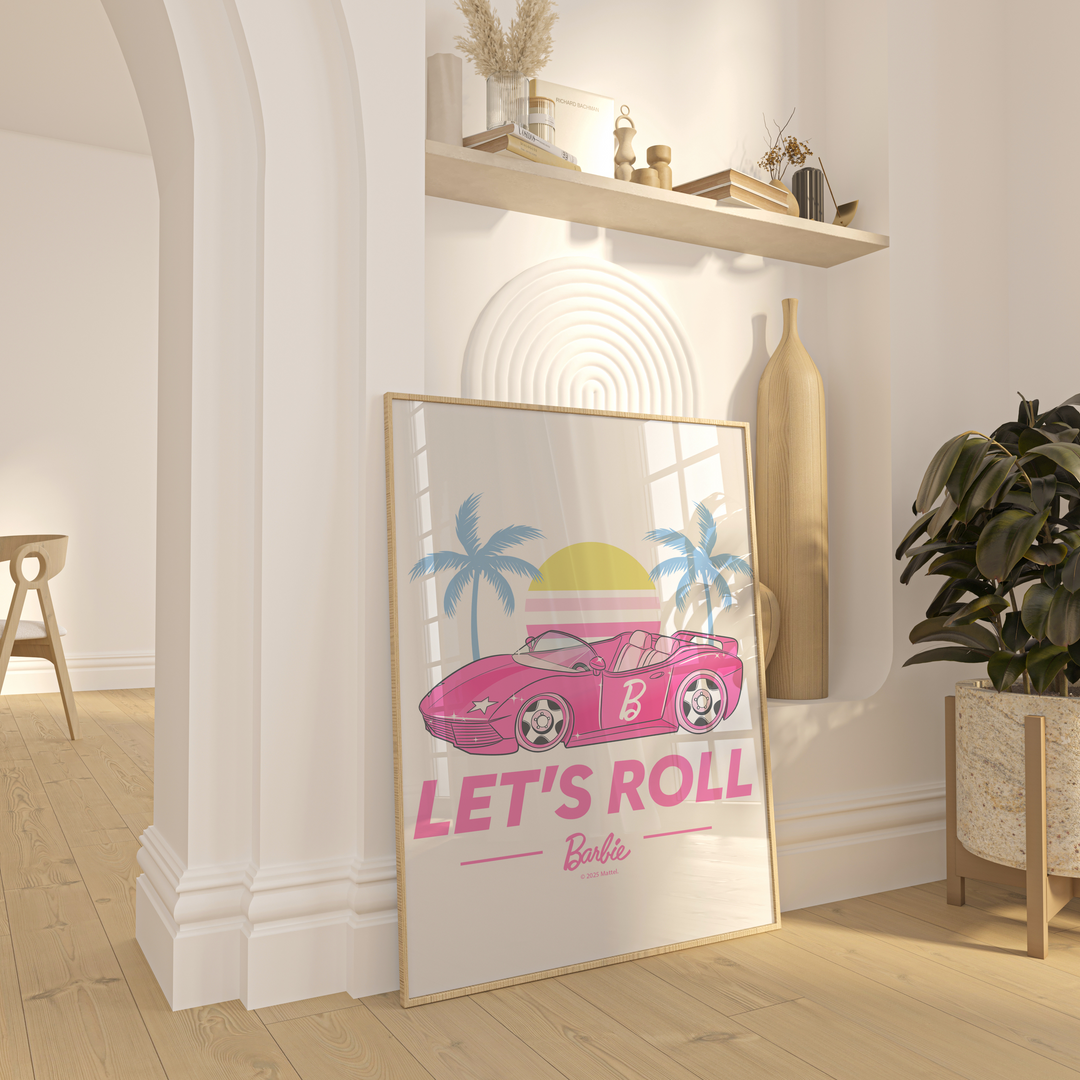 Barbie Lets Roll Vintage Retro Summer Print