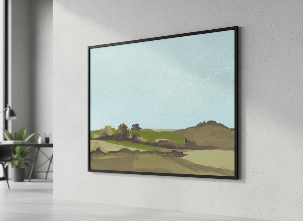 Contemporary wall art featured in a bright modern office workspace