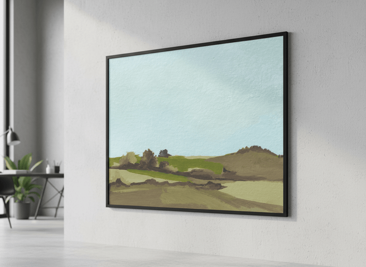 Contemporary wall art featured in a bright modern office workspace