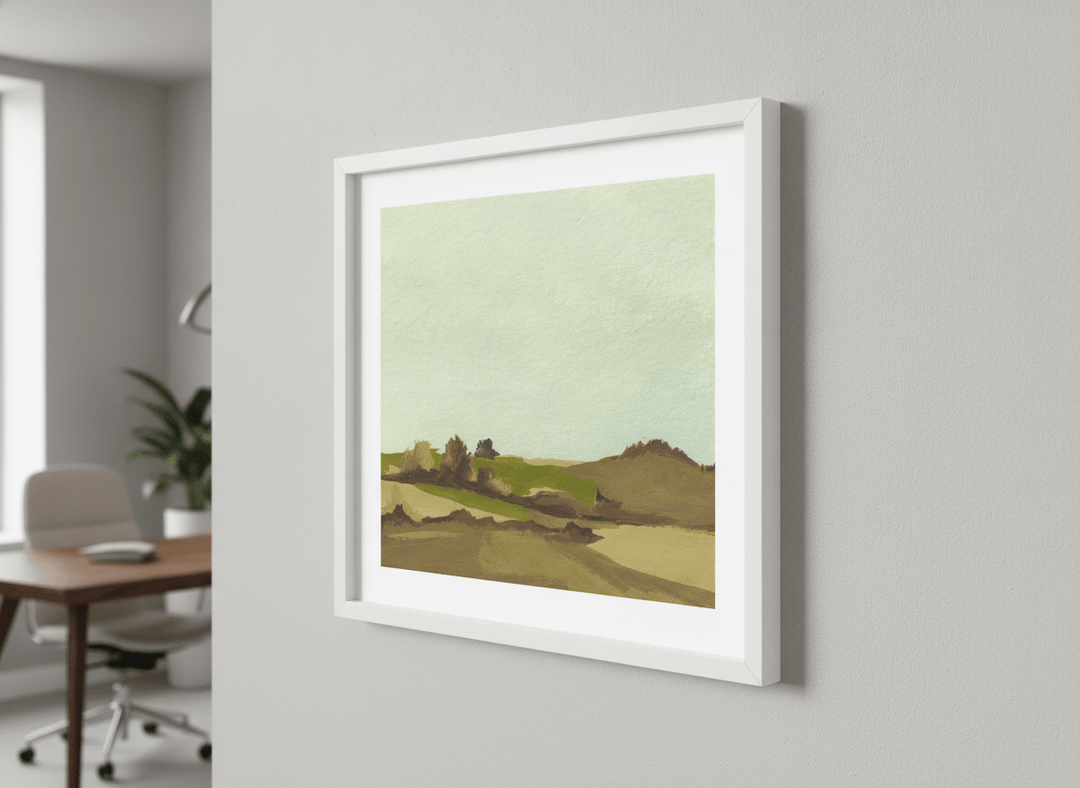 Contemporary wall art featured in a bright modern office workspace