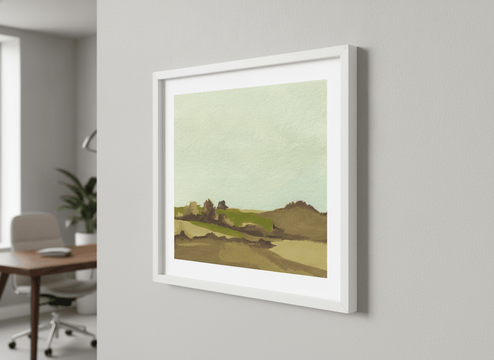 Contemporary wall art featured in a bright modern office workspace