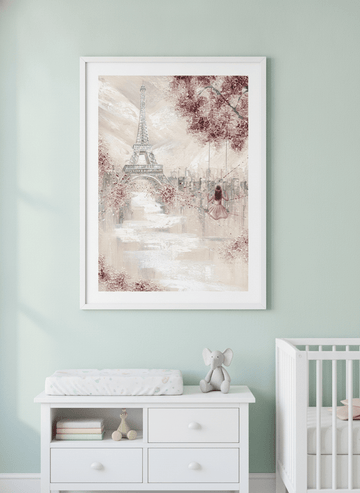 Soft neutral wall art styled in a serene nursery with pastel tones