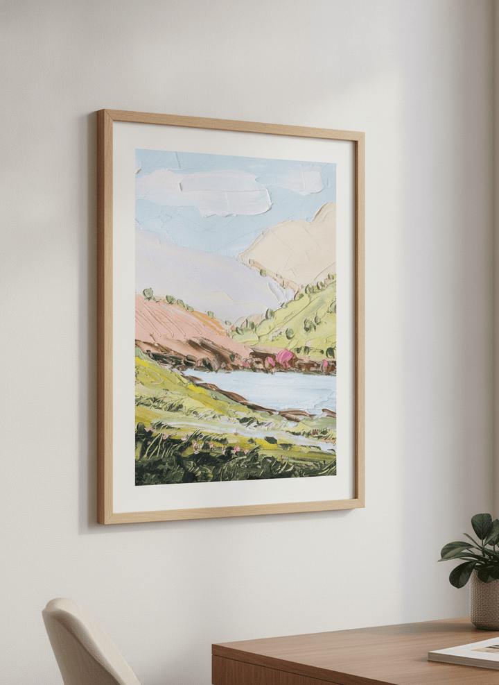 Contemporary wall art featured in a bright modern office workspace