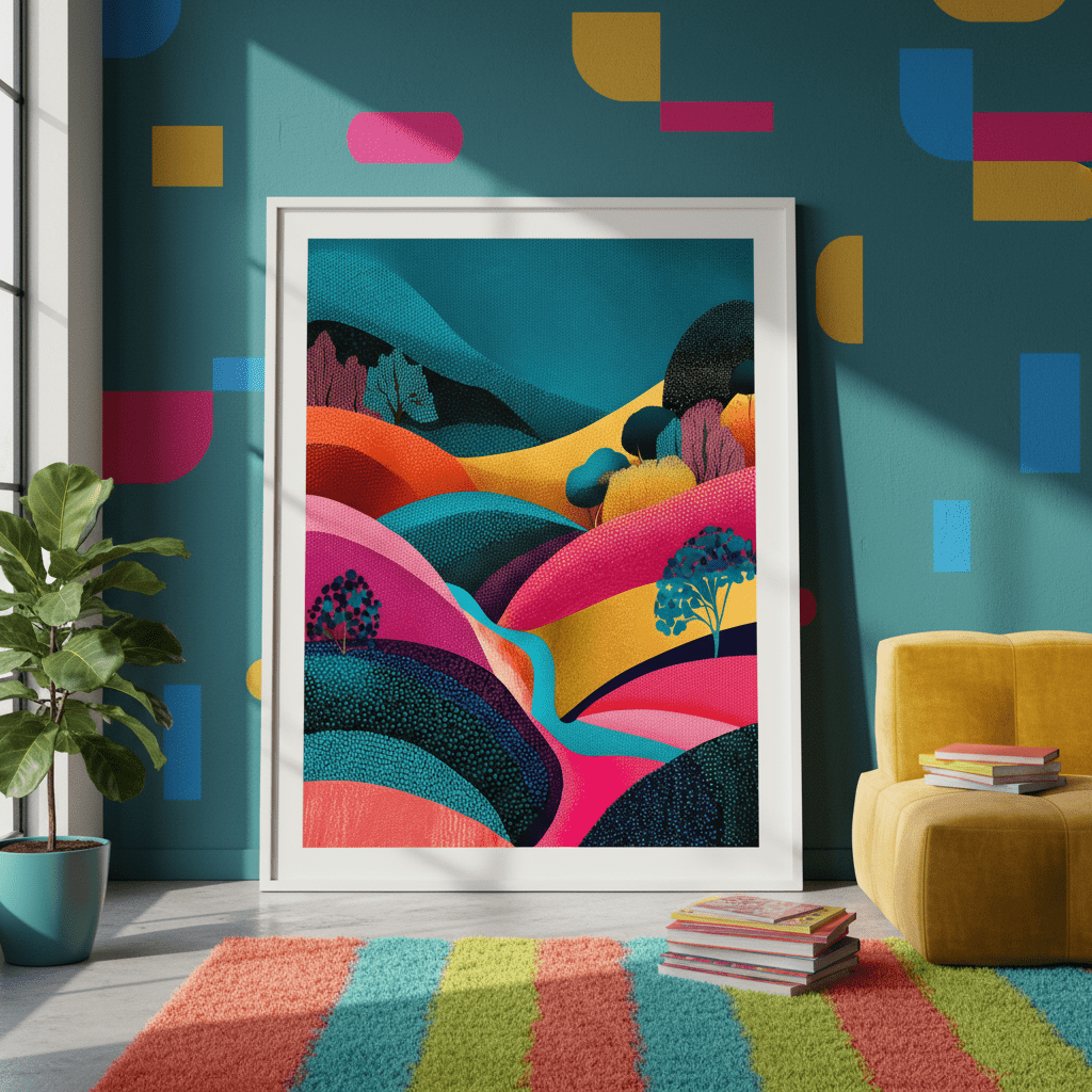Evening Japanese Hills Pop Art Abstract Print wall - art - picture - poster