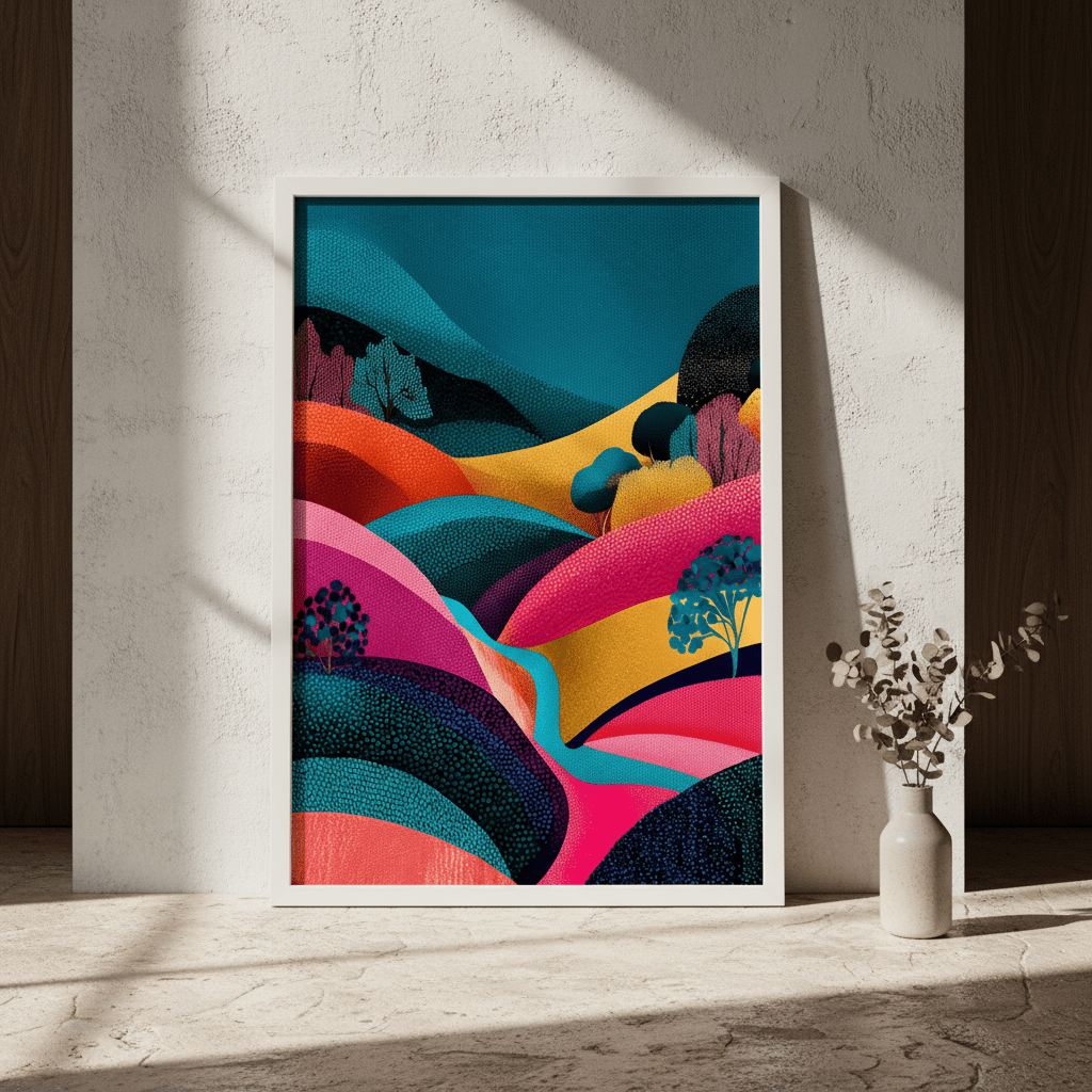 Evening Japanese Hills Pop Art Abstract Print wall - art - picture - poster