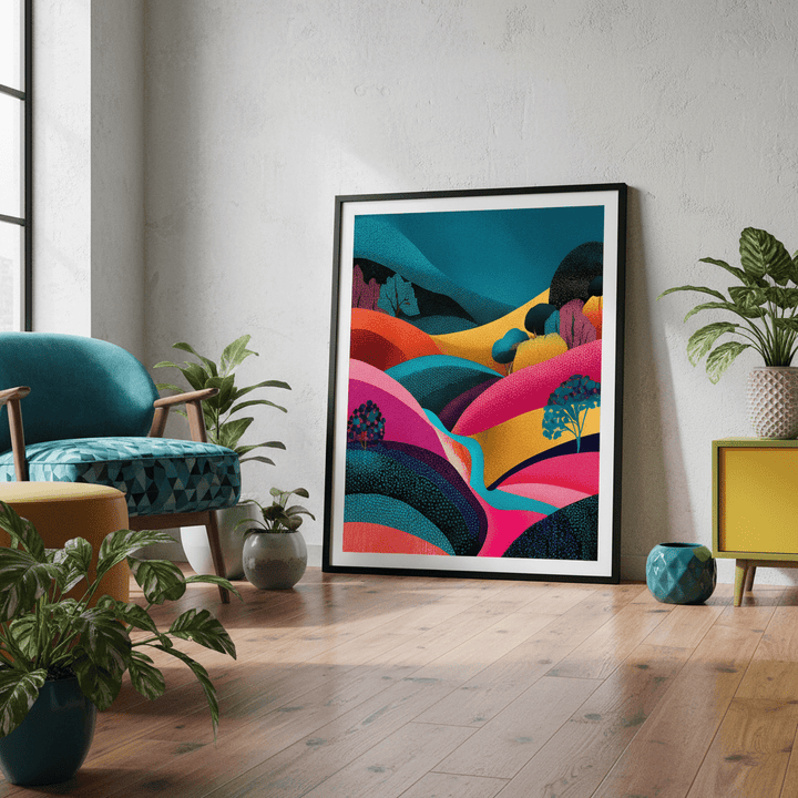 Evening Japanese Hills Pop Art Abstract Print wall - art - picture - poster
