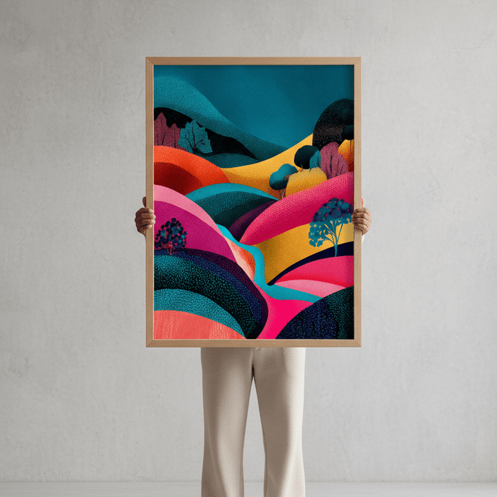 Evening Japanese Hills Pop Art Abstract Print wall - art - picture - poster