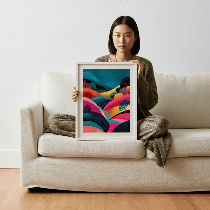 Evening Japanese Hills Pop Art Abstract Print wall - art - picture - poster