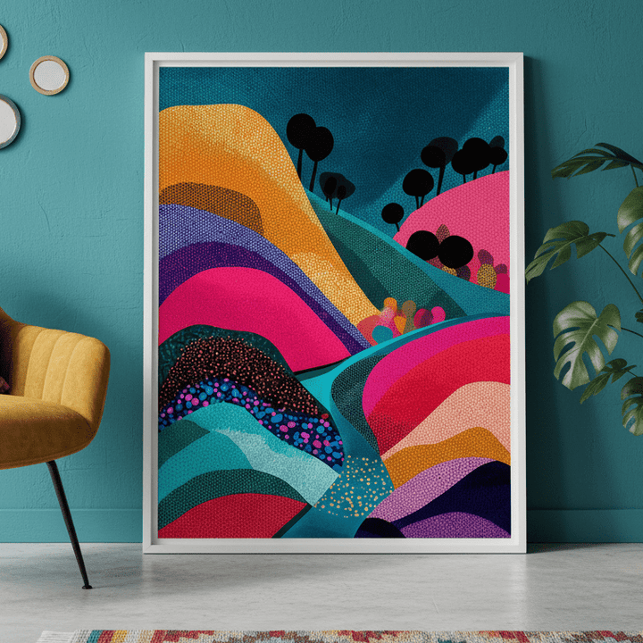Evening River Japanese Hills Pop Art Abstract Wall Art wall - art - picture - poster
