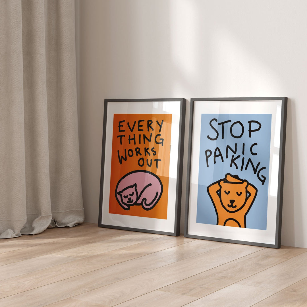 Everything Works Out Cat Pair Sleeping Print by Lucia Sankovic - Style My Wall