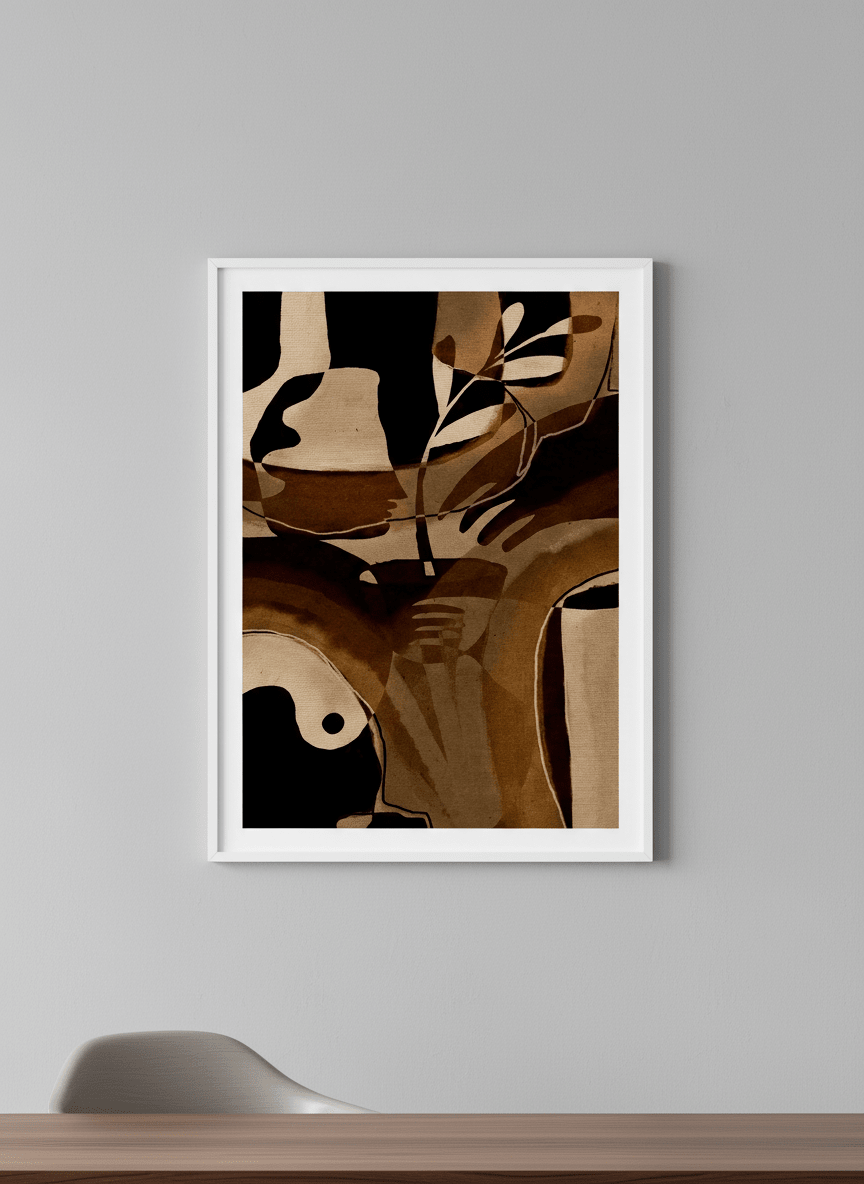 Contemporary wall art featured in a bright modern office workspace