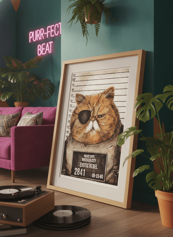 Bold wall art styled in a colourful, eclectic modern home