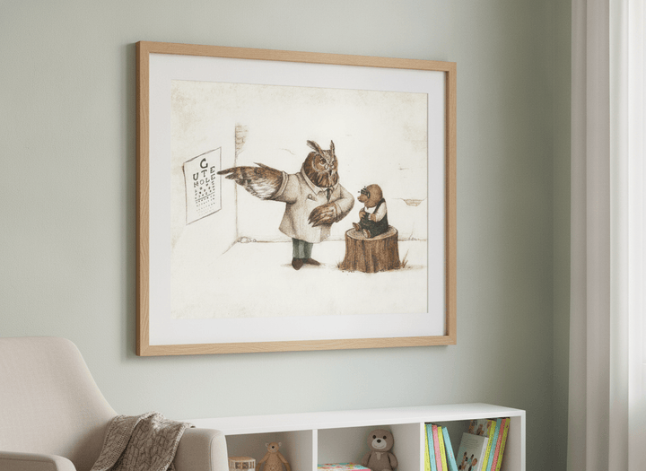 Soft neutral wall art styled in a serene nursery with pastel tones