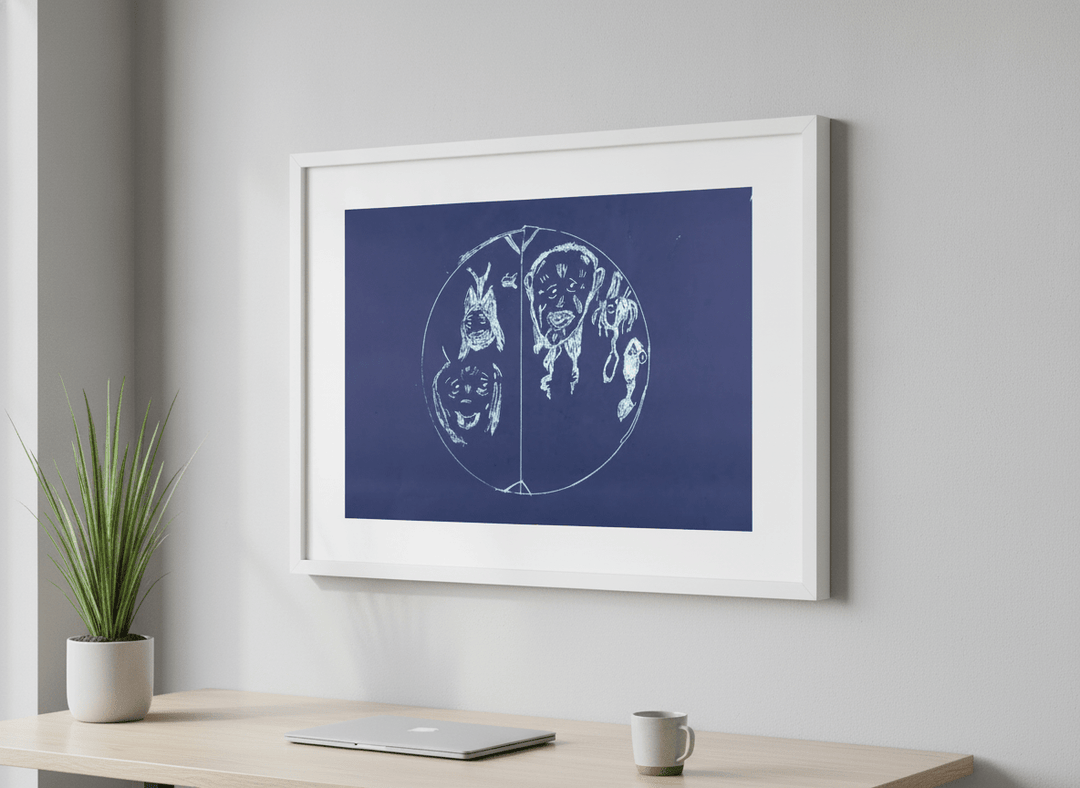 Contemporary wall art featured in a bright modern office workspace