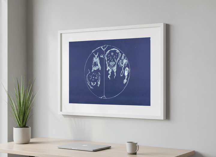 Contemporary wall art featured in a bright modern office workspace