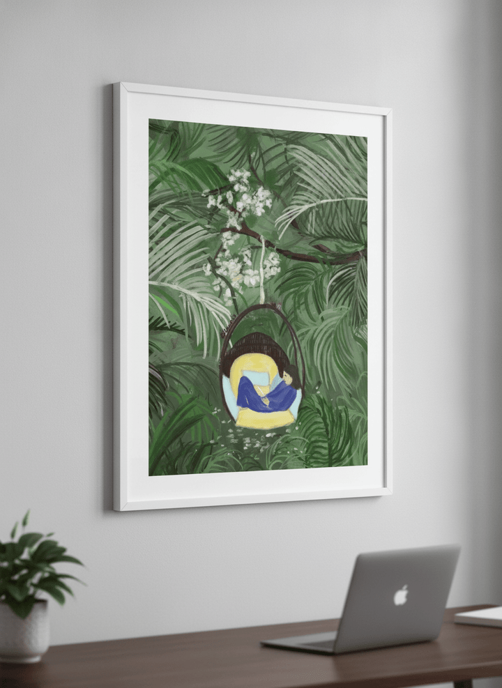 Contemporary wall art featured in a bright modern office workspace