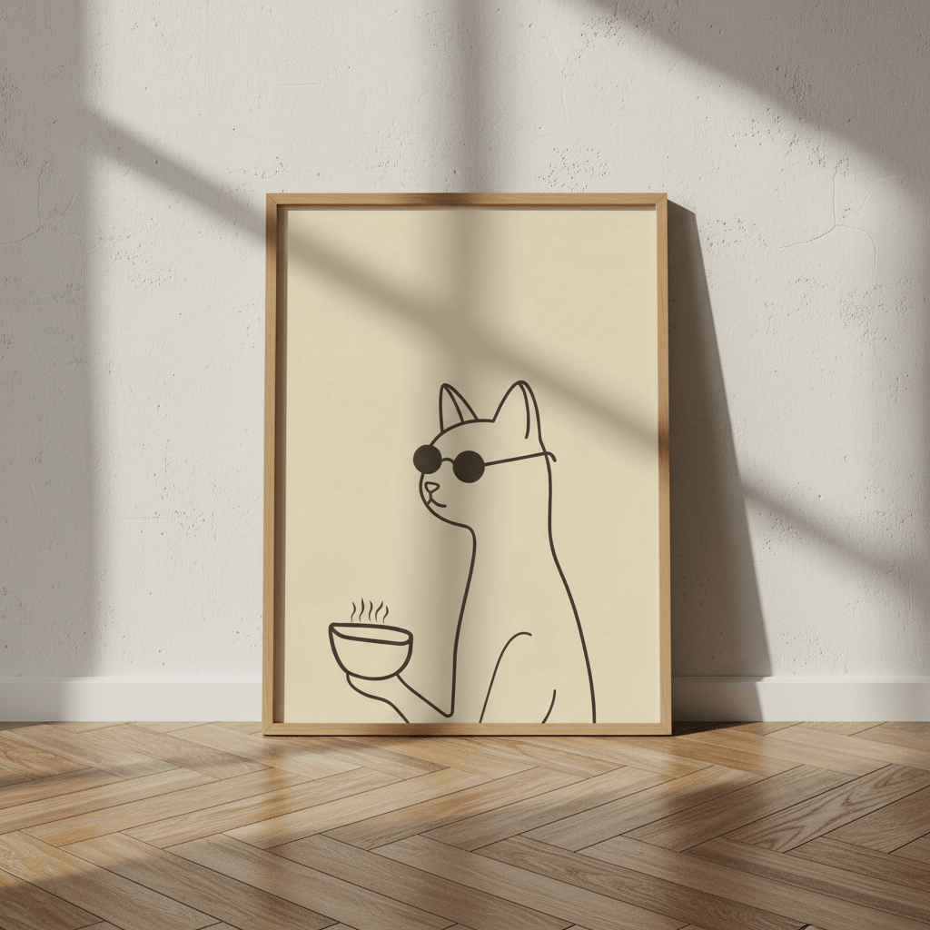 Feline Morning Coffee Feelin' wall - art - picture - poster