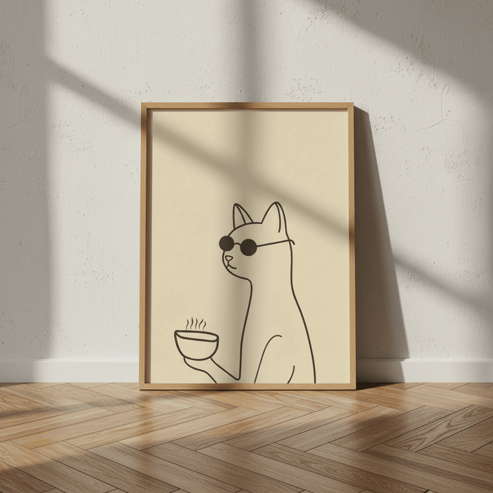 Feline Morning Coffee Feelin' wall - art - picture - poster