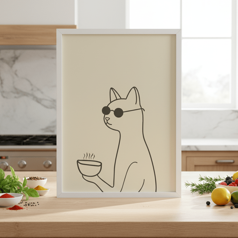 Feline Morning Coffee Feelin' wall - art - picture - poster