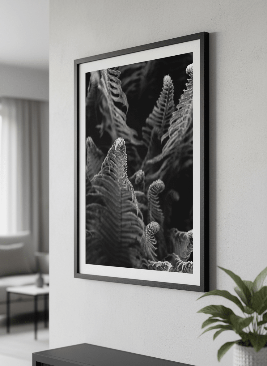 Modern wall art styled above a sofa in a neutral living room