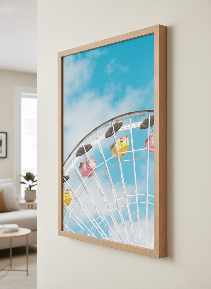 Modern wall art styled above a sofa in a neutral living room