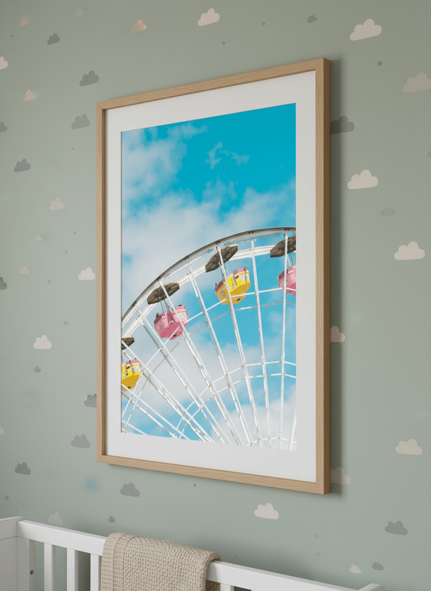 Soft neutral wall art styled in a serene nursery with pastel tones