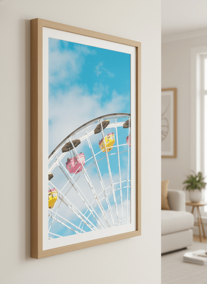 Modern wall art styled above a sofa in a neutral living room