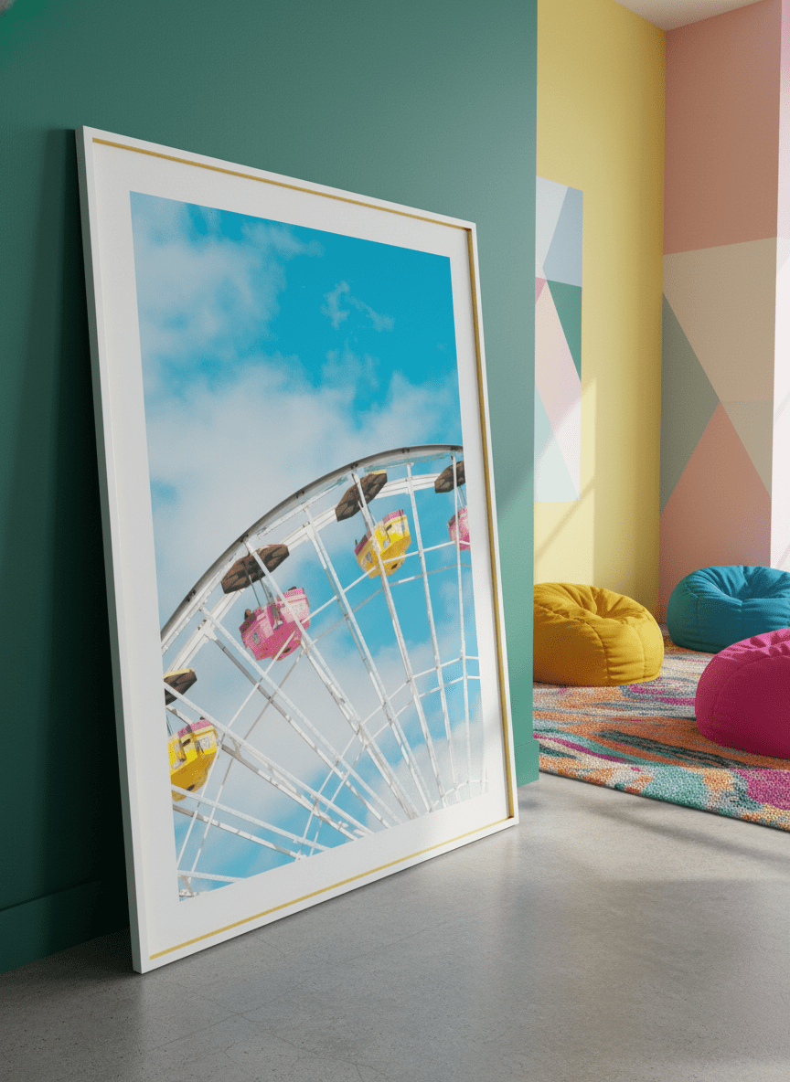 Bold wall art styled in a colourful, eclectic modern home