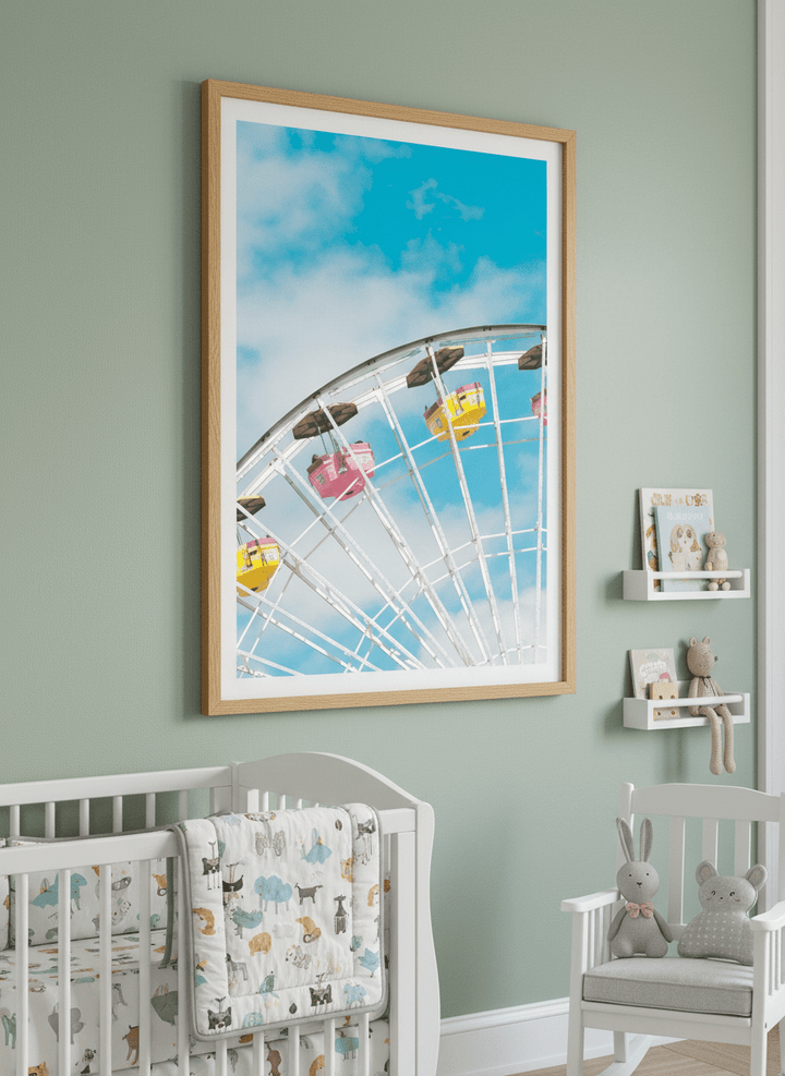 Soft neutral wall art styled in a serene nursery with pastel tones