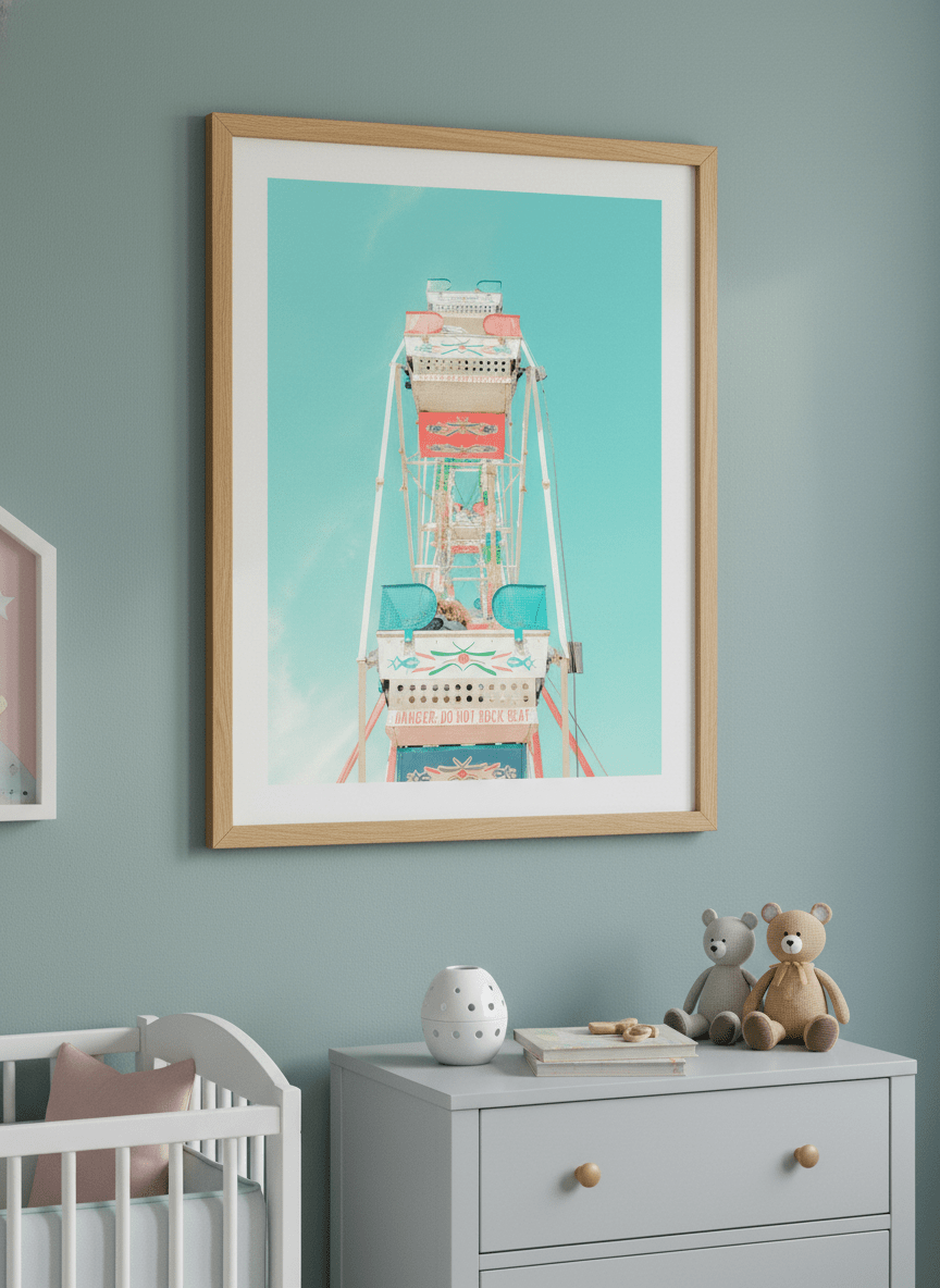 Soft neutral wall art styled in a serene nursery with pastel tones