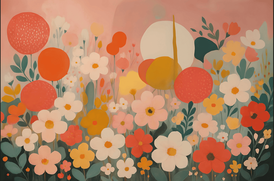 Fields of Joy Floral Landscape Wall Art