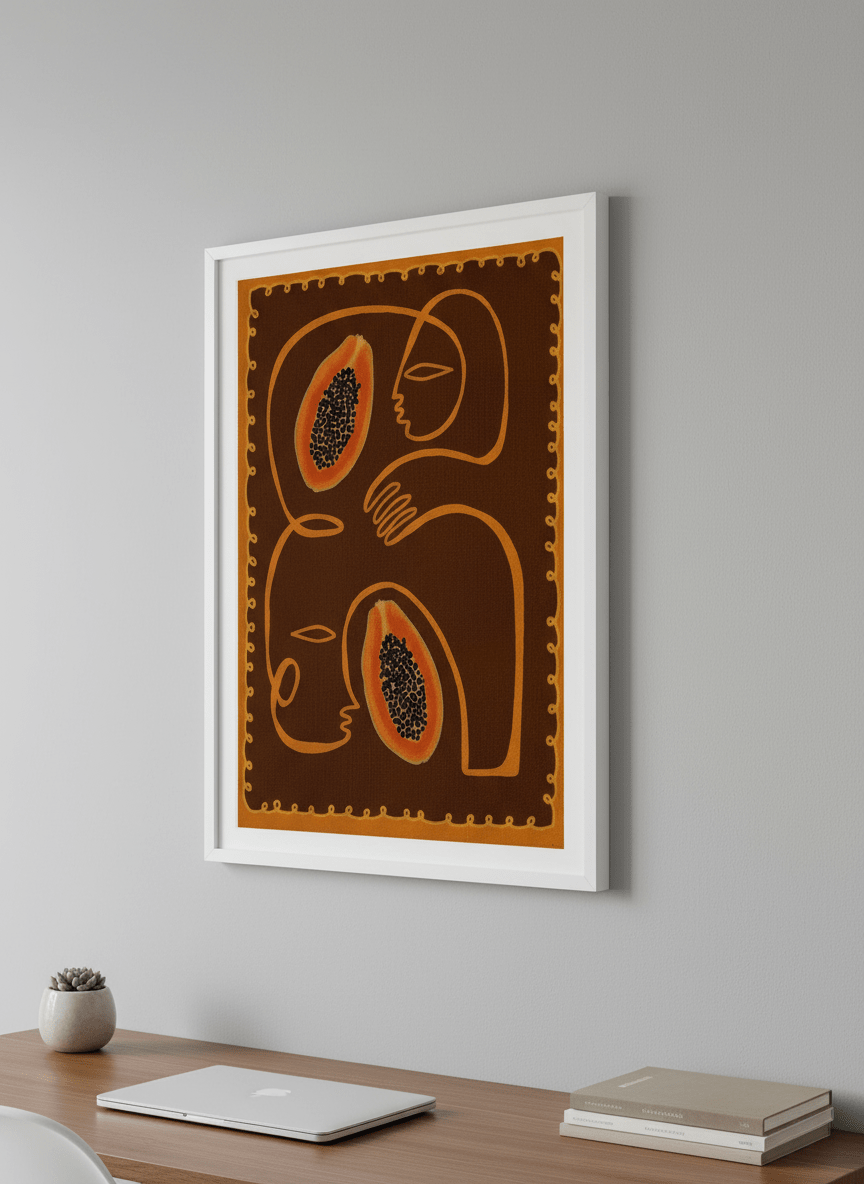 Contemporary wall art featured in a bright modern office workspace
