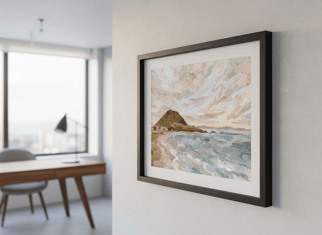 Contemporary wall art featured in a bright modern office workspace