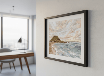 Contemporary wall art featured in a bright modern office workspace
