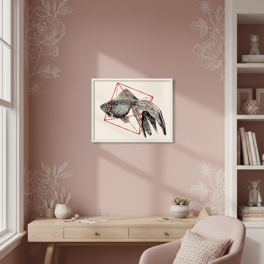 Fish in Geometrics - Goldfish by Florent Bodart wall - art - picture - poster
