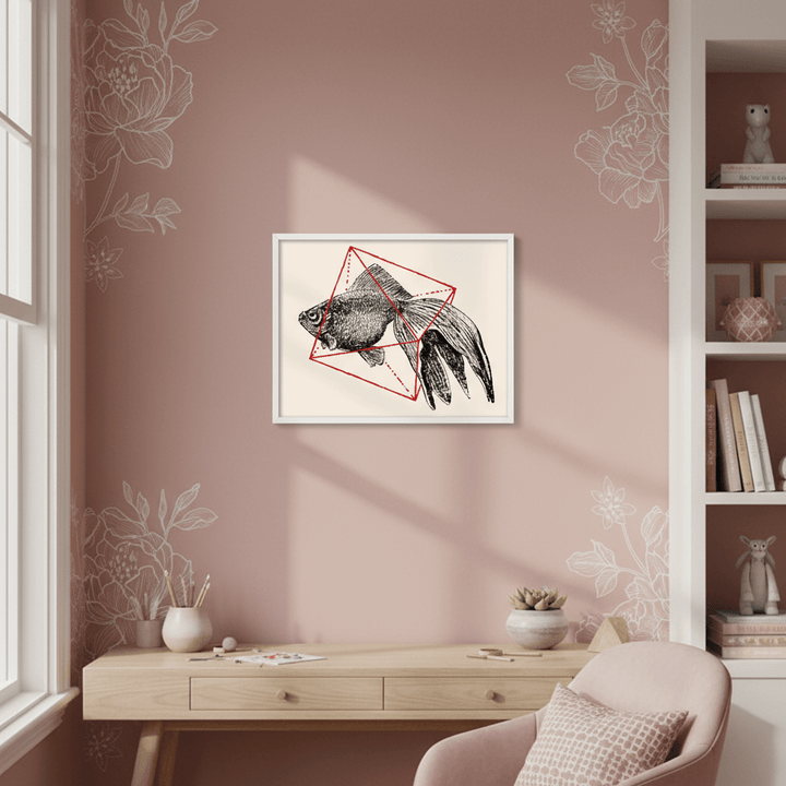 Fish in Geometrics - Goldfish by Florent Bodart wall - art - picture - poster