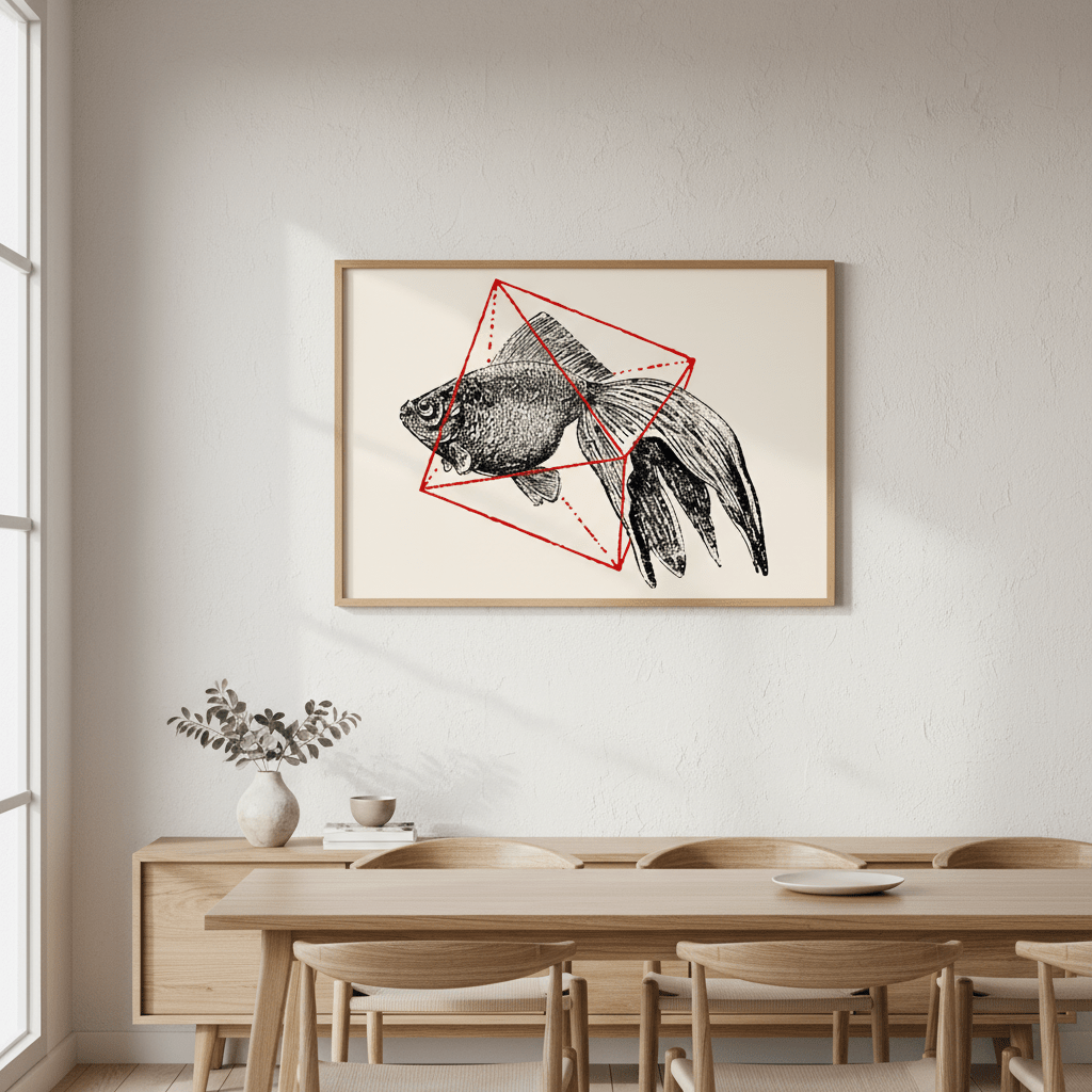 Fish in Geometrics - Goldfish by Florent Bodart wall - art - picture - poster