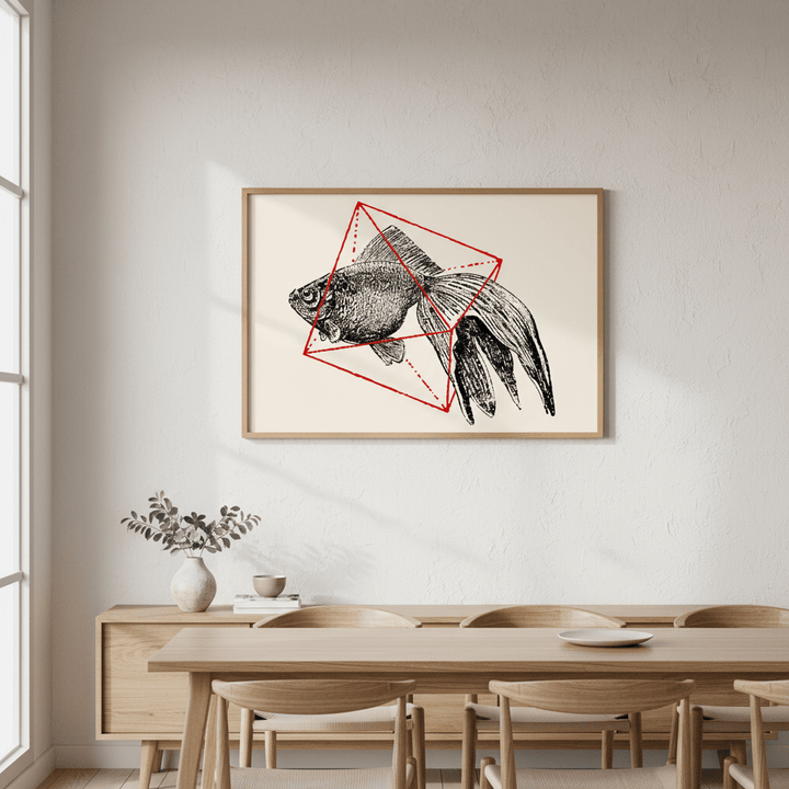 Fish in Geometrics - Goldfish by Florent Bodart wall - art - picture - poster